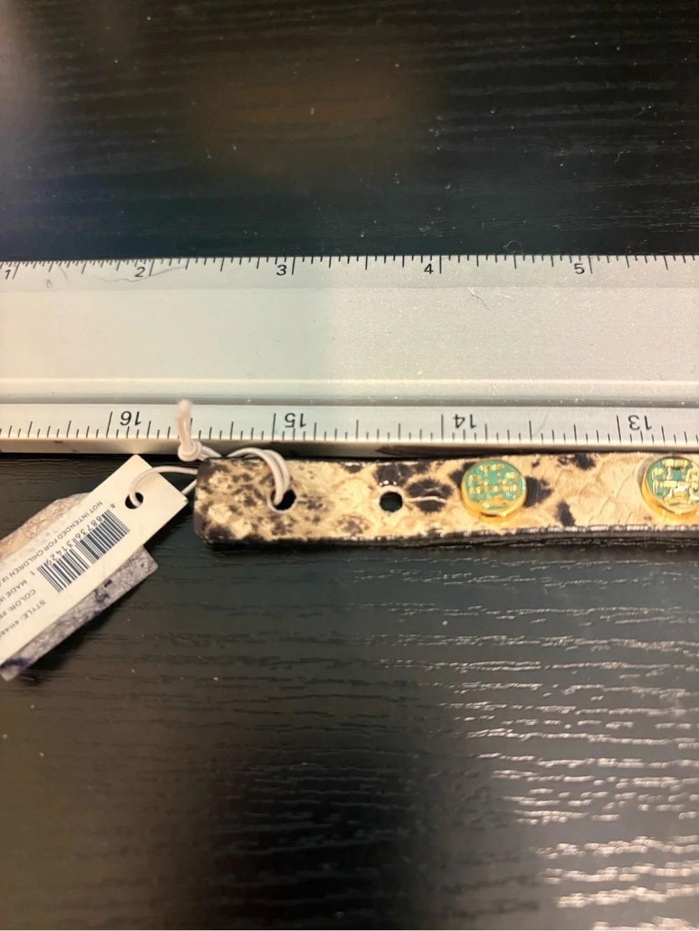 tory Burch, rap bracelet snake skin embossed 15 inches cream black new net